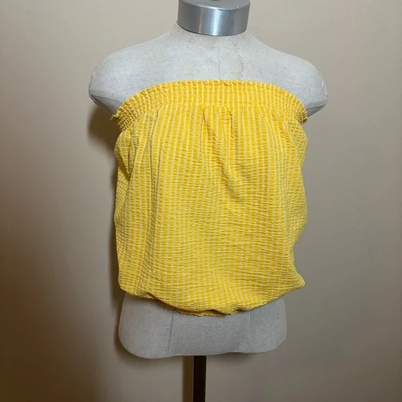 Anthropologie Yellow Strapless Blouse - Picture 3 of 7